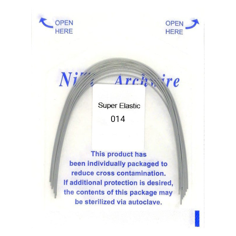 Arcos ortodónticos NiTi 14 redondos, flexibles y con memoria de forma, ideales para las etapas iniciales de alineación den